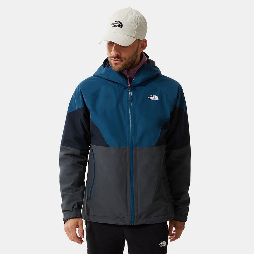 The North Face Lightning Ανδρικα Αδιάβροχο Μπουφάν - Γκρι / Σκουρο Μπλε (ARPS80671)